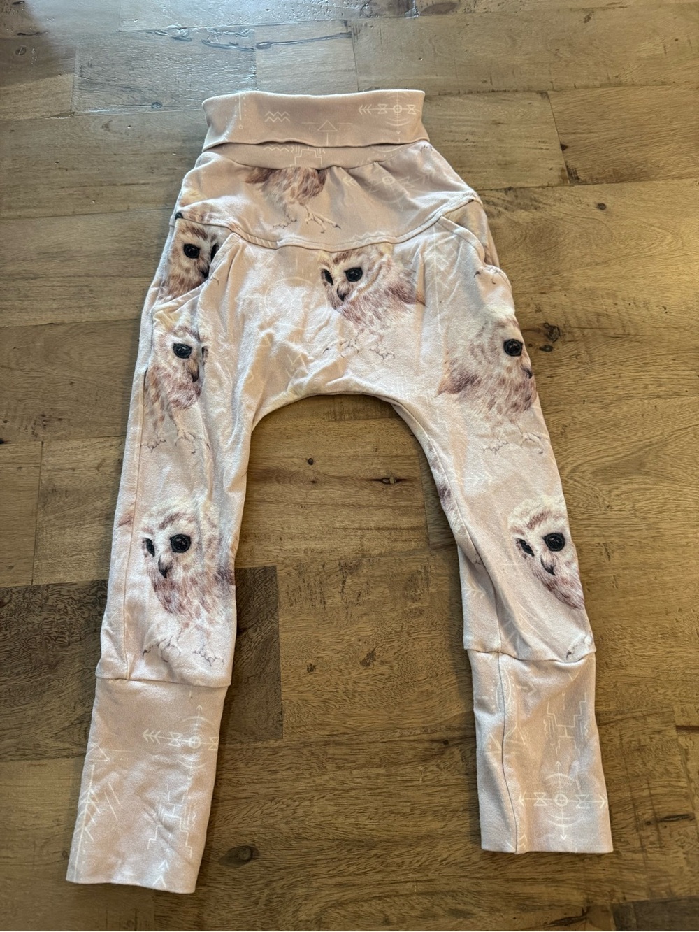 Little Yogi Kids Owl Print Pink Lounge evolutive harem Pants sz 3-5 T unisex